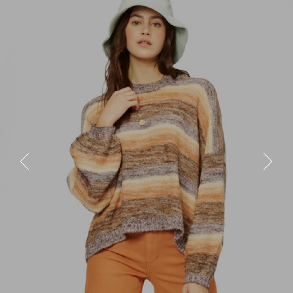 NWT Billabong Cuddle Up Striped Pullover Sweater